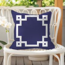 Borda Elegante em Azul Marinho e Branco com Motivo