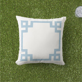 Almofada Borda em Chave Grega Azul Celeste e Branco