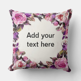 Almofada Borda Floral em Aquarela Bonita