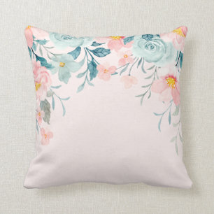 Almofada Borda Floral Rosa e Verde