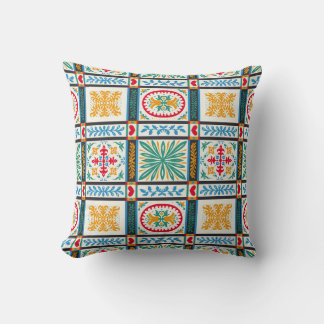 Almofada Bordado Maiolica Italiano: Floral Mediterrânica