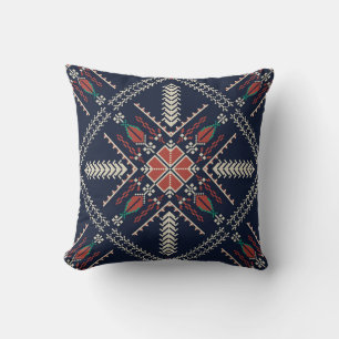 Almofada Bordado Palestino: Design de Padrão Tradicional
