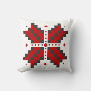 Almofada Bordado ucraniano, vermelho e preto