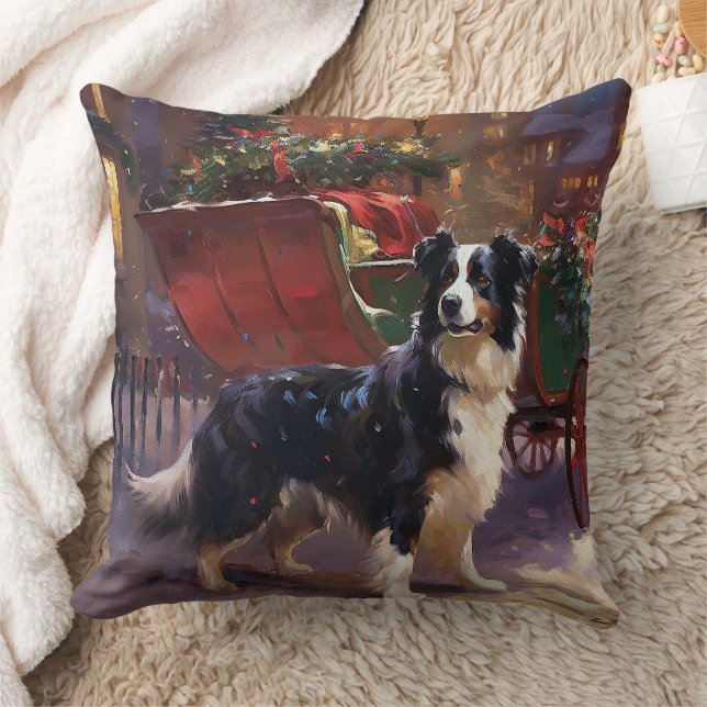 Almofada Border Collie Christmas Fesason (Cobertor)