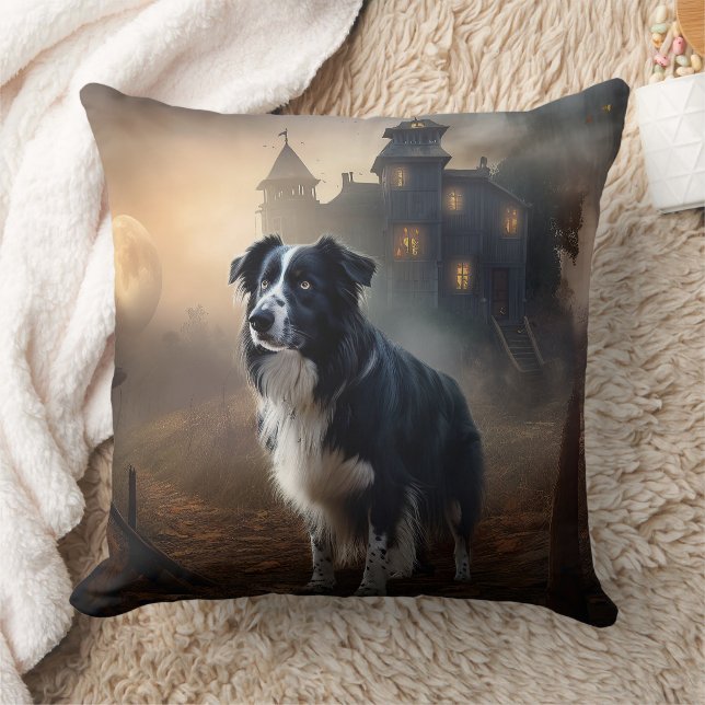 Almofada Border Collie Halloween Scary (Cobertor)