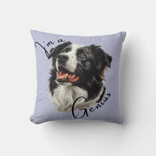 Almofada Border Collie 'I'm a Genius'. Diversão e Design in (Frente)