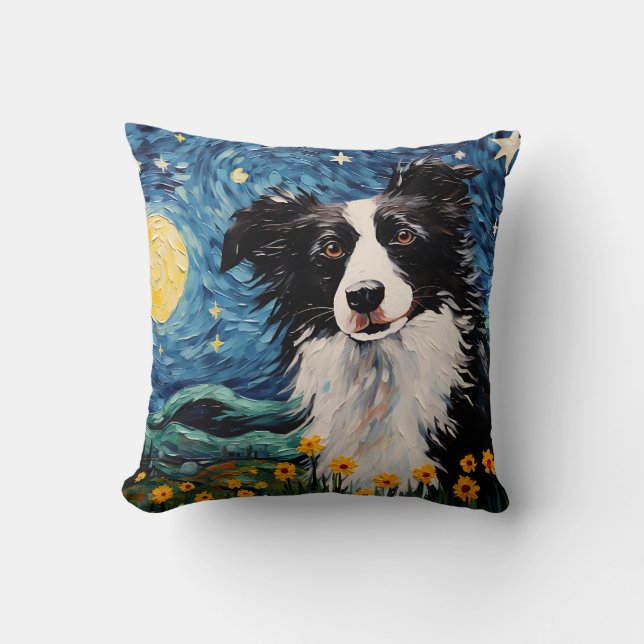 Almofada Border Collie Starry Night (Frente)
