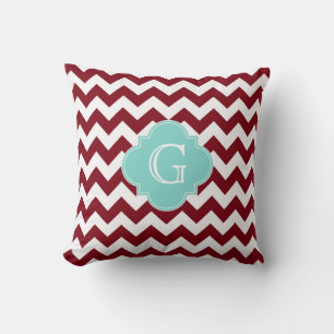 Almofada Bordô Branco Chevron Água Trevo de Quatro Folhas M