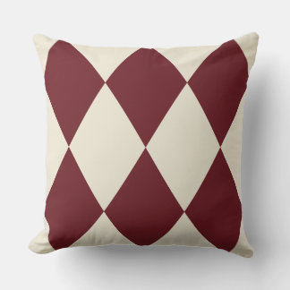 Almofada Bordô Vintage Harlequim Padrão de Diamante | Retrô