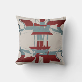 Almofada Borgonha Chata Azul na Cinza de Arte Geométrica