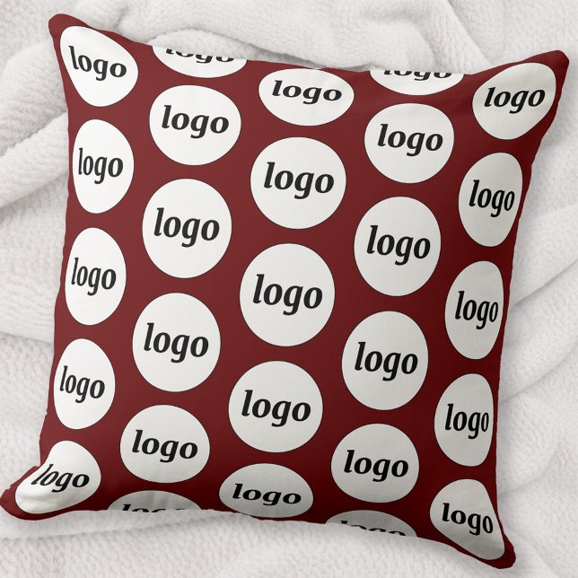 Almofada Borgonha de padrão de logotipo simples (Simple logo pattern business branding throw pillow in dark red burgundy
)