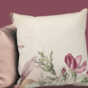 Almofada Borgonha e Creme Simples Rosa Floral