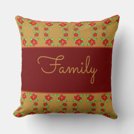 Almofada Borgonha Flor Com Dourado