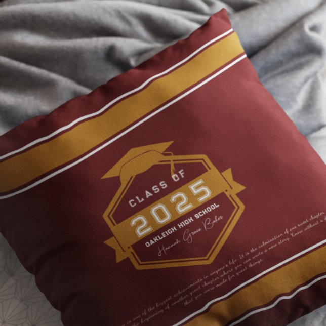 Almofada Borgonha | Lembrança de Formatura da Turma de 2025 (Criador carregado)