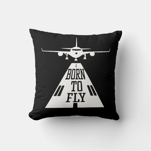 Almofada Born To Fly Aviation Pilot Flying Airplane Aircraf (Frente)