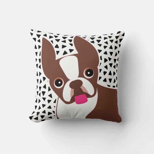 Almofada Boston Terrier Brown ou Red Coated Dog (Frente)