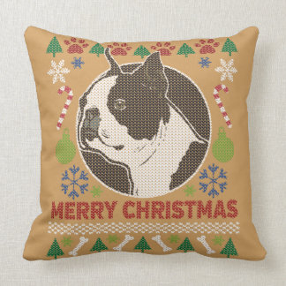Almofada Boston Terrier Felry Christmas Ugly Sweater