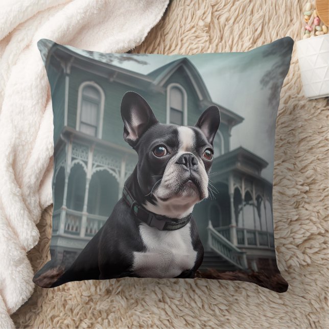 Almofada Boston Terrier Halloween Assustador (Cobertor)