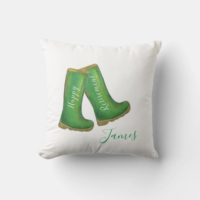 Almofada Bota de jardinagem verde para reforma feliz (Frente)