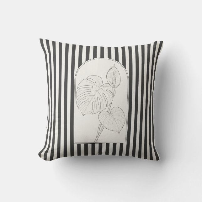 Almofada Botânica da Flor Elegante Monstera (Frente)