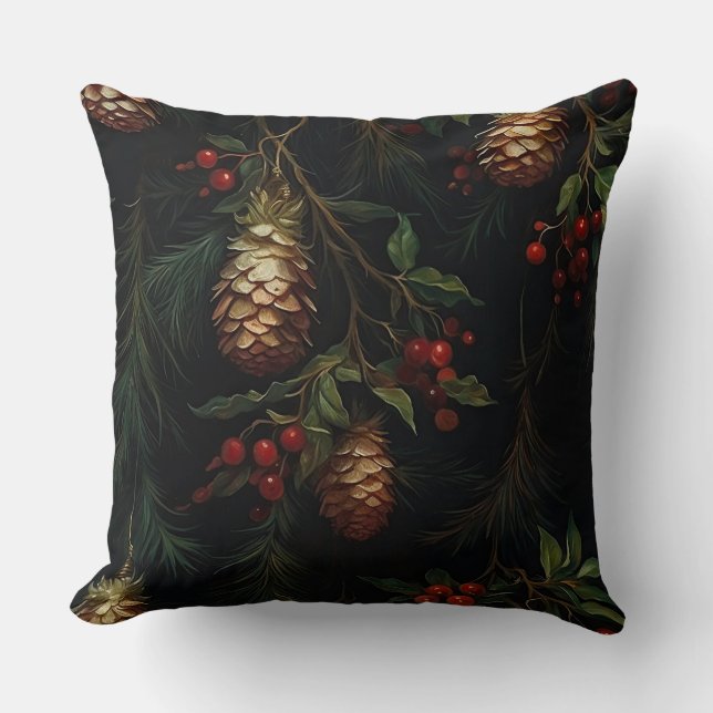 Almofada Botânica de Balé de Natal Sombreado (Frente)