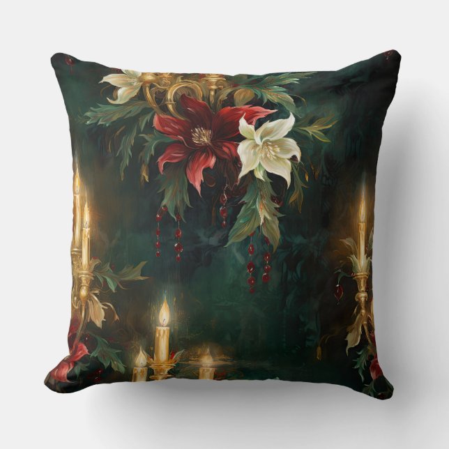 Almofada Botânica de Balé de Natal Sombreado (Frente)