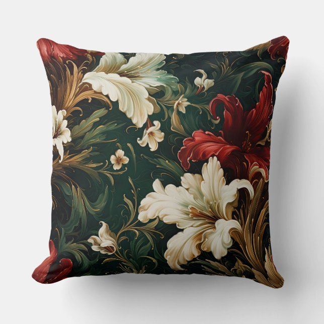 Almofada Botânica de Balé de Natal Sombreado (Frente)