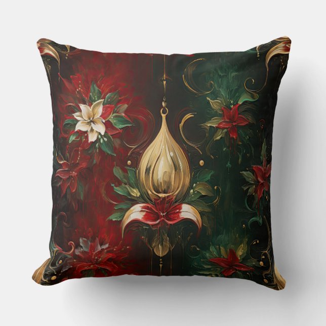 Almofada Botânica de Balé de Natal Sombreado (Frente)