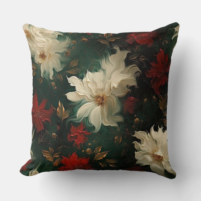 Almofada Botânica de Balé de Natal Sombreado (Frente)