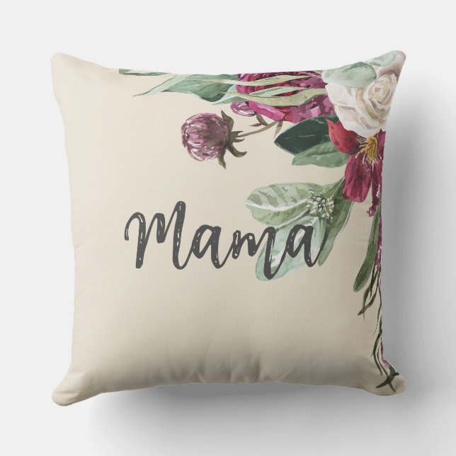 Almofada Botânica do dia de as mães com fundo rosa (Verso)