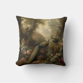 Almofada Botânica: três pavões no jardim inglês
