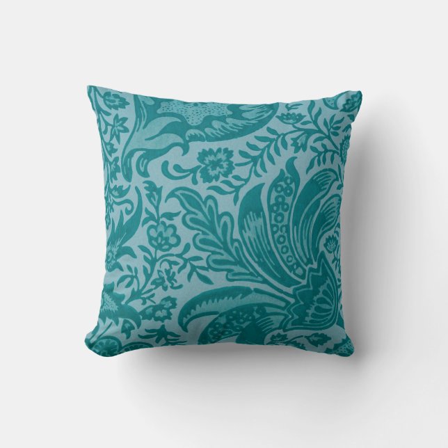 Almofada Botânica Verde-Teal Moderna (Frente)