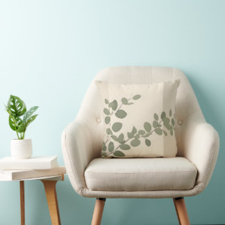 Almofada Botanical organic eucalyptus leaf neutral tones