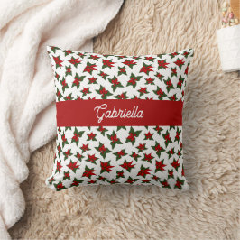 Almofada botânico floral vermelho de Natal