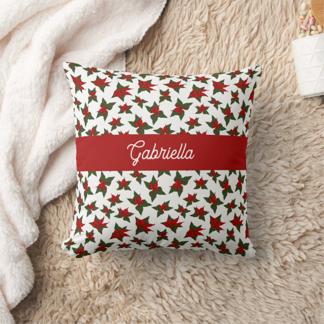 Almofada botânico floral vermelho de Natal (Cobertor)