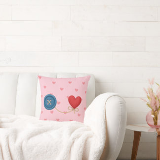 Almofada Botão e thread de amor - Design de coração bonito