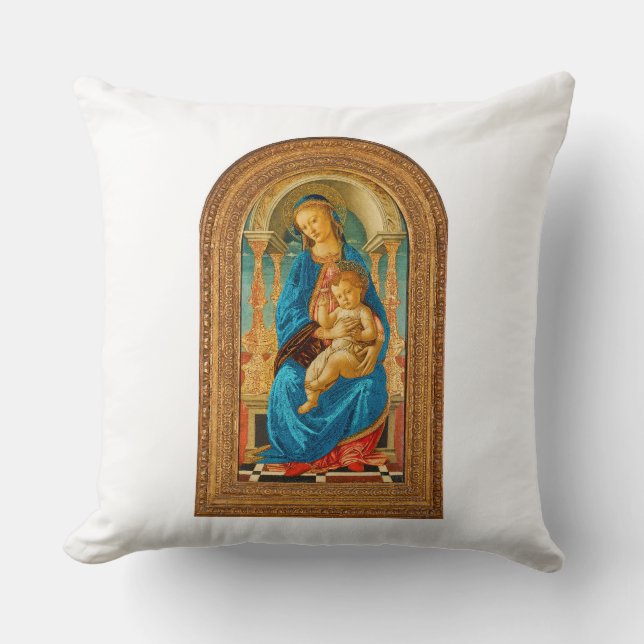 Almofada Botticelli (1445-1510) Madonna & Criança Enthroned (Frente)