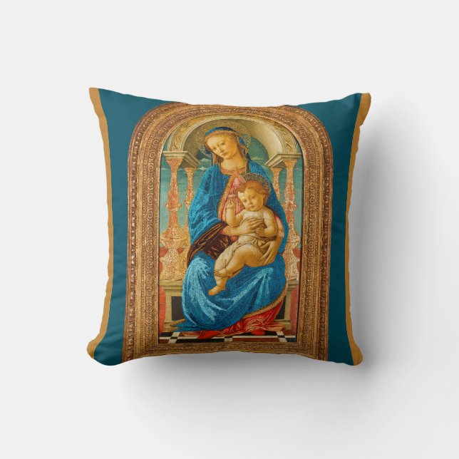 Almofada Botticelli Madonna e travesseiro decorativo-Filho (Frente)