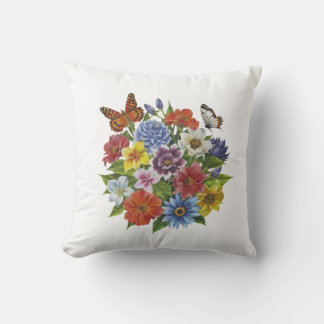 Almofada Bouquet de fleurs avec papillons