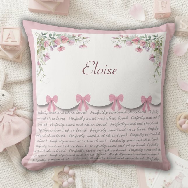 Almofada Boutique Chique e Rosa - Sonho de Berçário de Meni (Heritage-inspired botanical details and soft textures for a beautiful boutique nursery.)