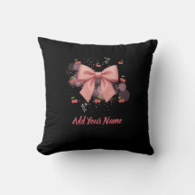 Bow and Cherries Throw Pillow