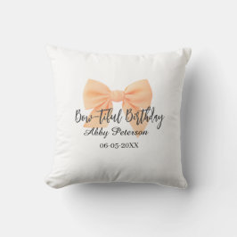Almofada Bow-tiful birthday orange bow name date simple pas