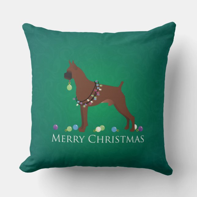 Almofada Boxer Dog Felry Design de Natal (Frente)