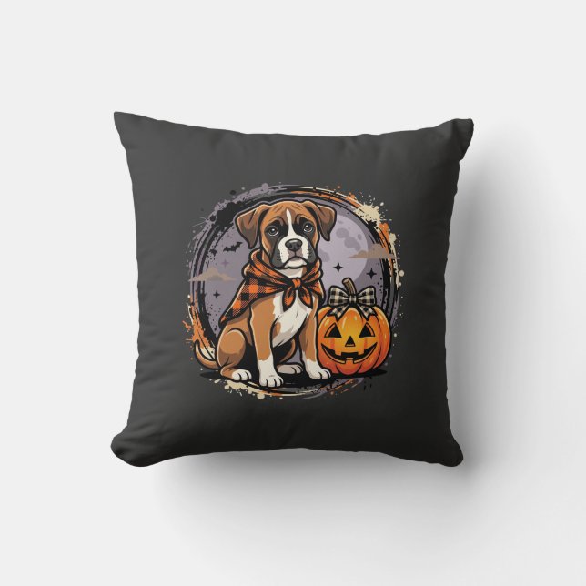 Almofada Boxer Dog Halloween Abóbora Sublimação (Frente)