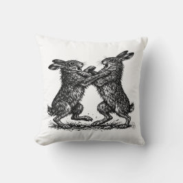 Almofada Boxing Hares – Haunted Ink Woodland Duel