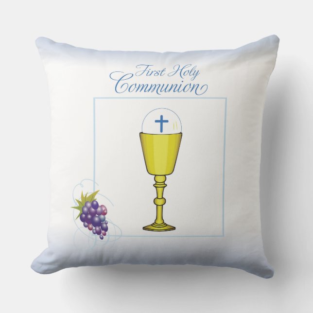 Almofada Boy First Communion, Chalice com Host e Uvas (Frente)
