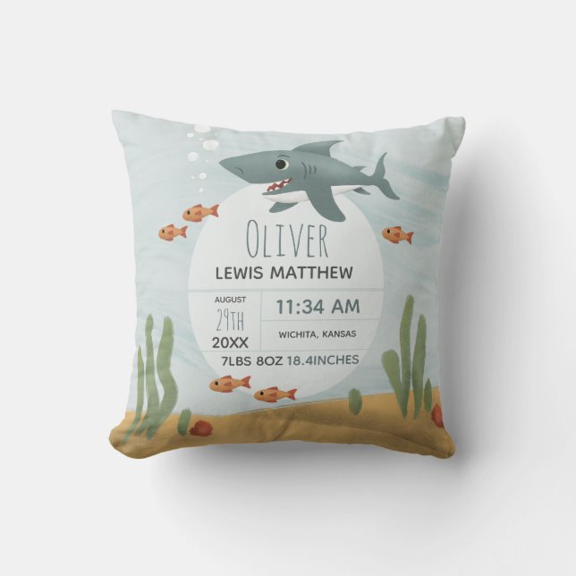 Almofada Boys Cute Blue Shark Keepsasawn Stats (Frente)