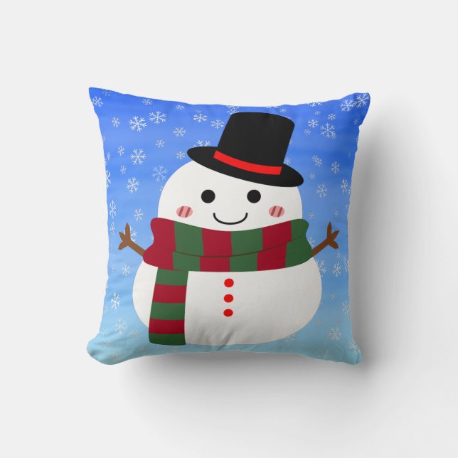 Almofada Branca de Natal Snowman (Frente)