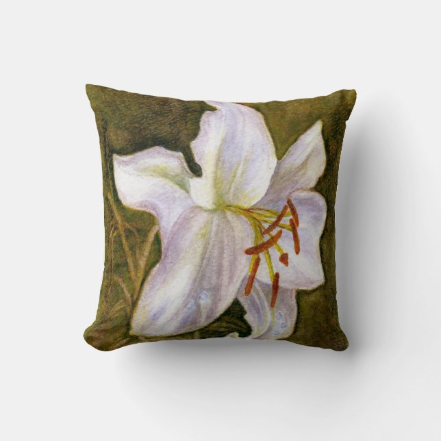 Almofada Branca Tigre Lily Blossom (Frente)