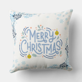 Almofada Branco Azul Alegre Natal Feliz 